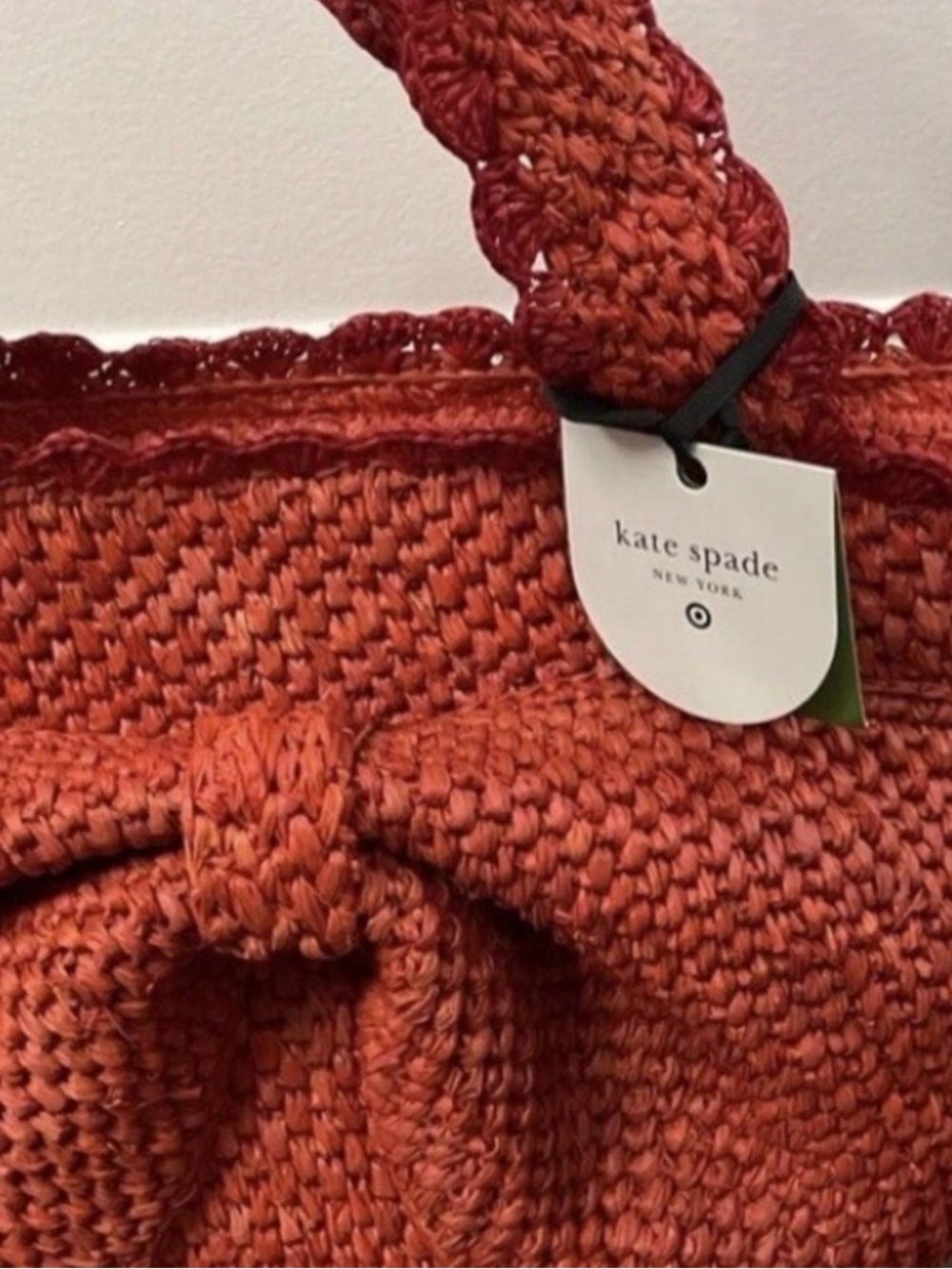 Kate Spade Red Woven Bow-Front Tote - Picture 5 of 9